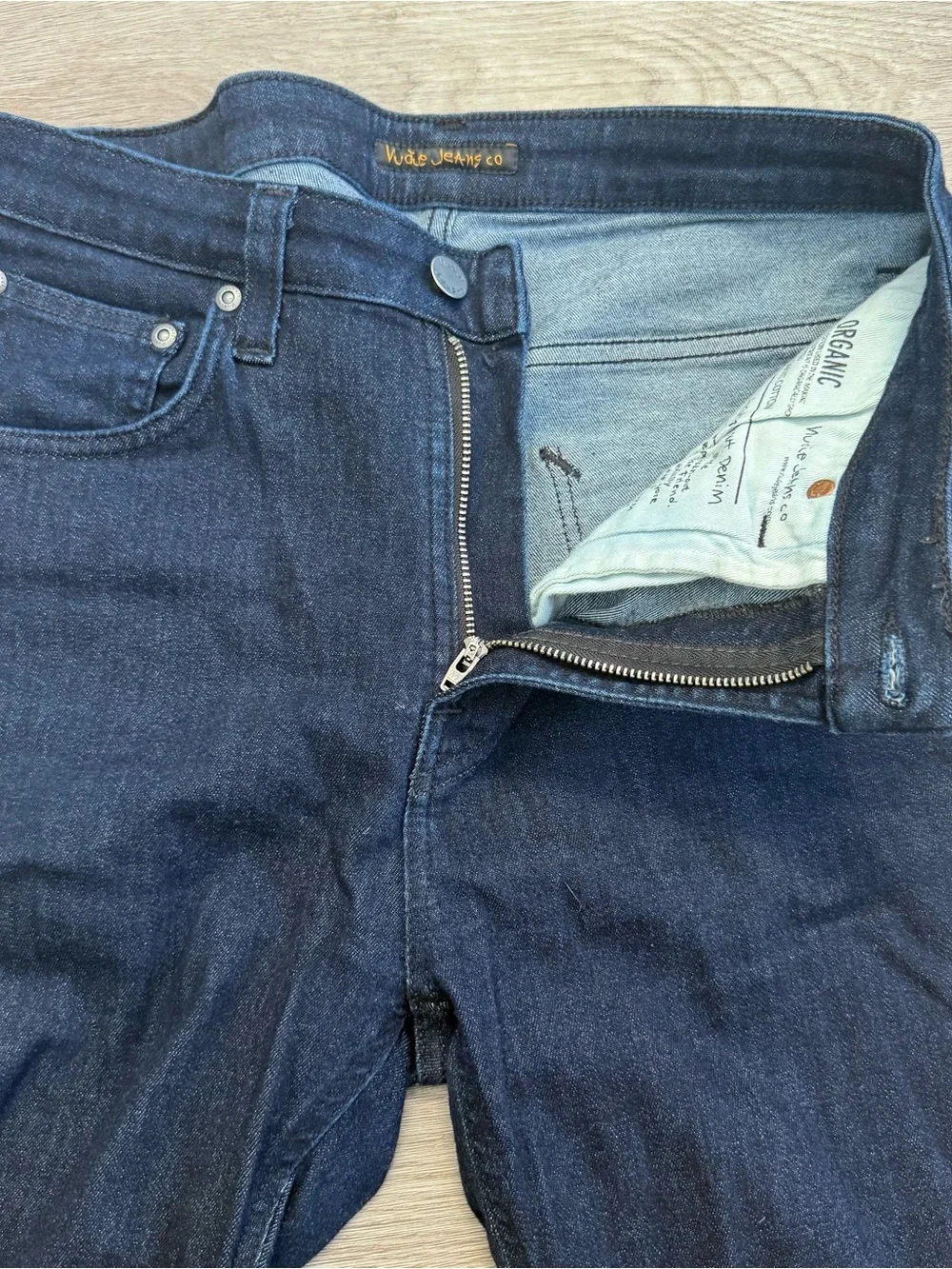 Nudie Jeans Thin Finn Indigo Dark Blue Organic Cotton  Mens Actual Size 30x31 - Picture 5 of 14
